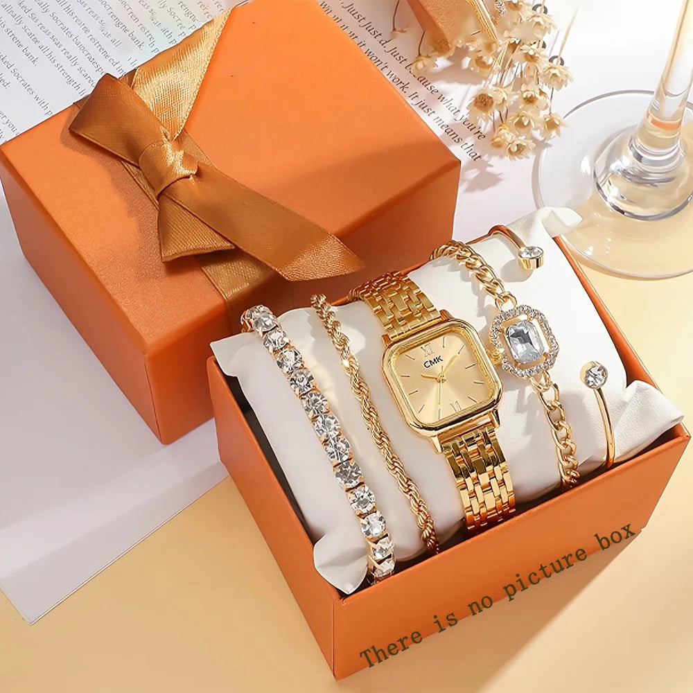 Diamond-Style Watch and Jewelry Set